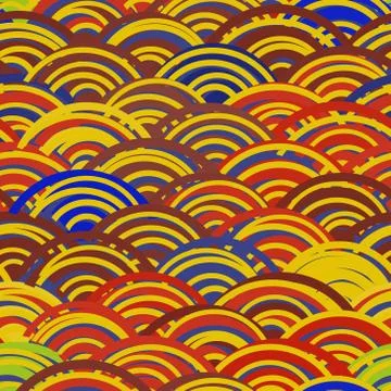 Wave seamless pattern abstract scales simple Nature background japanese circl Illustrazione stock