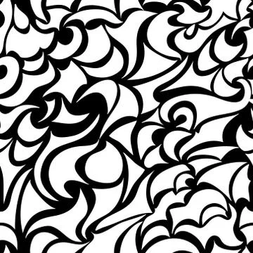 Wave seamless pattern. Black and white vector abstract background. Illustrazione stock