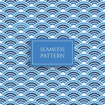 Wave seamless pattern, blue abstract sea water texture surface with seamless Illustrazione stock