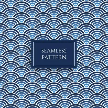 Wave seamless pattern, blue abstract sea water texture surface with seamless Illustrazione stock