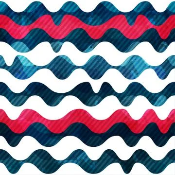 Wave seamless pattern with grunge effect Stock Illustration