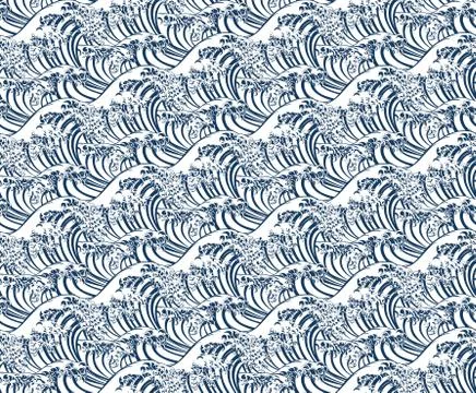 Wave Seamless Pattern Print Single Color 스톡 일러스트