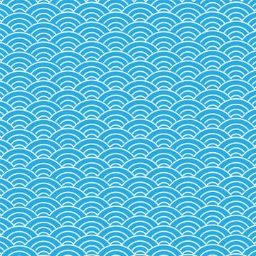 Wave Seamless Pattern. Sea japan pattern vector Stock Illustration