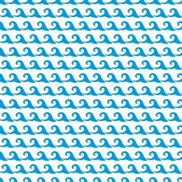 Wave seamless pattern, sea water surf curly lines Stock Illustration