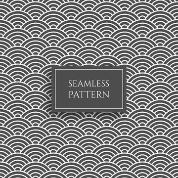 Wave seamless pattern vector illustration. Black abstract sea water texture Illustrazione stock