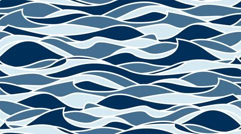 Wave seamless vector background. Sea water abstract pattern. Blue deep ocean Stock Illustration