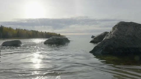 Wave sequence on a autumn beach Stock Footage 141846768