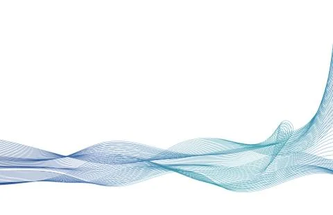 Wave with shadow.Abstract blue lines on a white background. Line art. Vector Stock Illustration