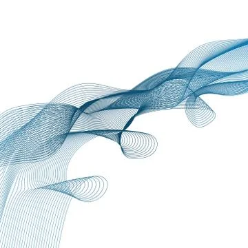 Wave with shadow.Abstract blue lines on a white background. Line art. Vector Illustrazione stock