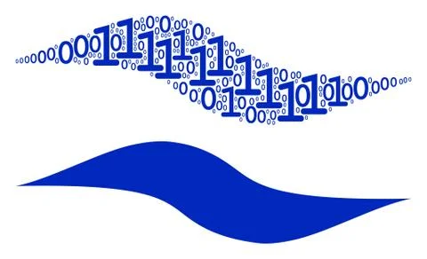 Wave Shape Collage of Binary Digits 스톡 일러스트