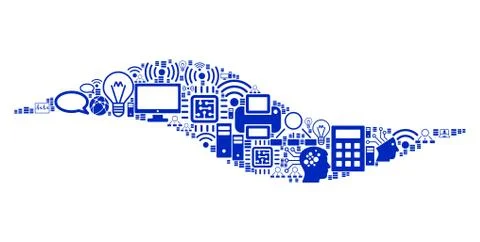 Wave Shape Collage Icon for BigData and Computing Ilustração Stock