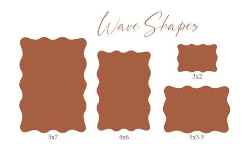 Wave Shape set template, Arch Wedding invitations, laser cut invitation, menu Stock Illustration