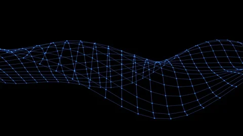 Wave shaped lattice model in black space Video stock 86816700