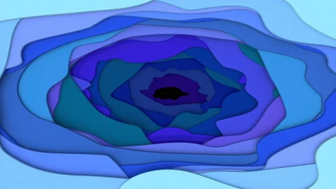 Wave shapes of deep blue sea or night sky. Abstract paper cut style layers Stock Footage 105912409
