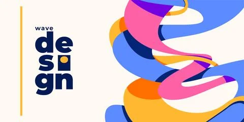 Wave shapes vector background. Wavy pattern with liquid ribbons in simple retro Stock Illustration