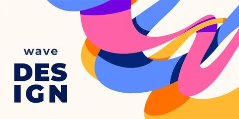 Wave shapes vector background. Wavy pattern with liquid ribbons in simple retro Stock Illustration