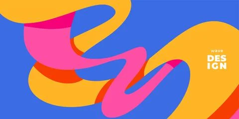 Wave shapes vector background. Wavy pattern with liquid ribbons in simple retro Stock Illustration