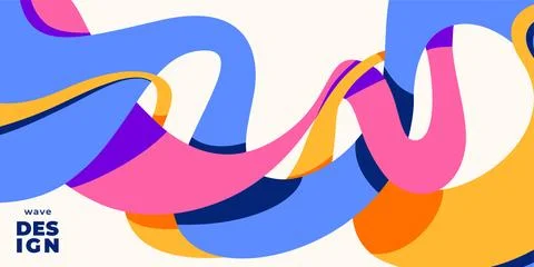 Wave shapes vector background. Wavy pattern with liquid ribbons in simple retro Stock Illustration