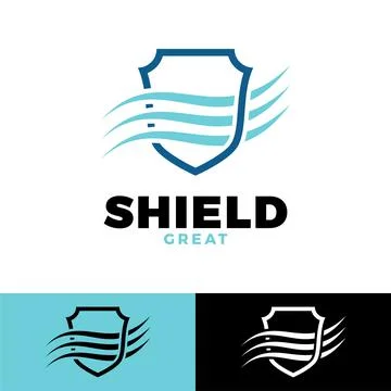 Wave shield icon logo design template Stock Illustration
