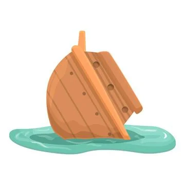 Wave shipwreck icon cartoon vector. Old ship Stock Illustration