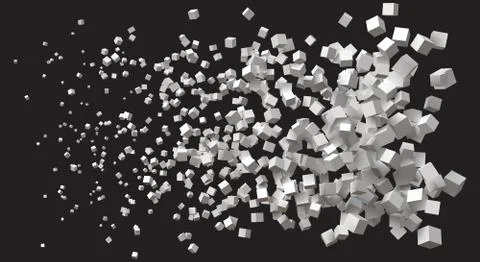 Wave of simple cubes. size being bigger from left to right. Stock Illustration