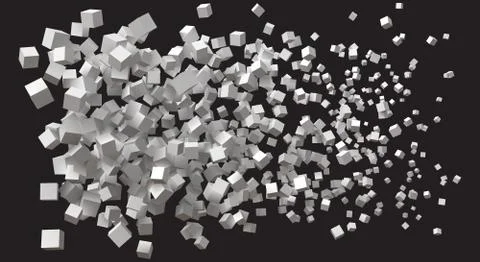 Wave of simple cubes. size being bigger from right to left. Stock Illustration