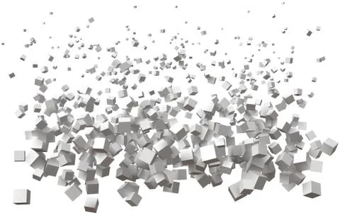 Wave of simple cubes. size being bigger from top to bottom. Stock Illustration
