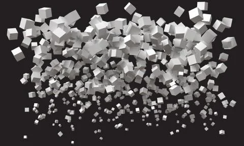Wave of simple cubes. size being bigger from bottom to top. Stock Illustration