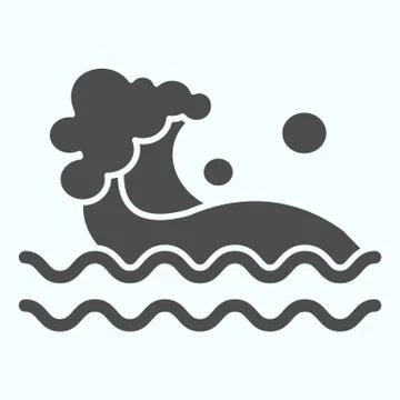 Wave solid icon. Water waves splash illustration isolated on white. Sea Wave Stock Illustration