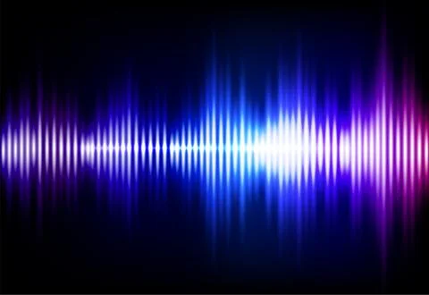 Wave sound neon vector background. Music flow soundwave design, light bright Stock Illustration