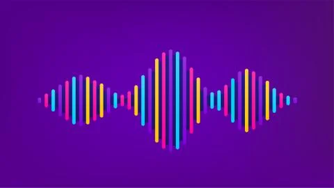 Wave sound vector background. Music flow soundwave design, color elements 库存插图