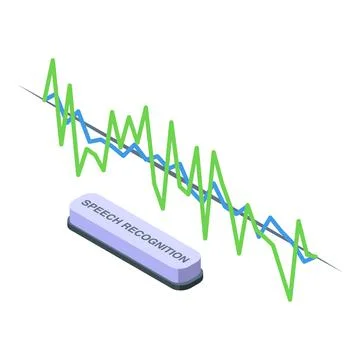 Wave speech recognition icon, isometric style Illustrazione stock
