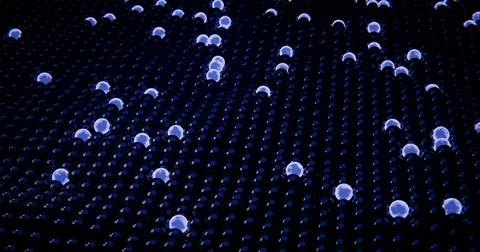 Wave of spheres with splashes of glowing abstract background 3d illustration Illustrazione stock