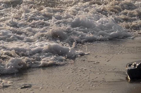Wave splash sea beach macro Stock Photos