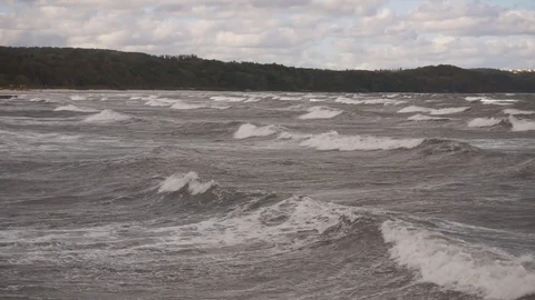 Wave splash on a stormy day Stock Footage 69754115