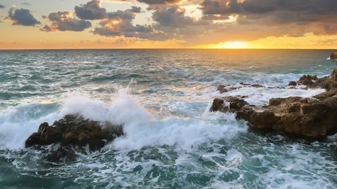 Wave splashing on the sea Stock Footage 97321389