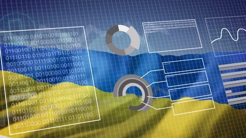 Wave starting data HUD animating, rings filling, connectors aligning, Stock Footage 335282187