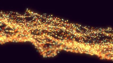Wave stream of luminous particles Brilliant 3d render abstract balls rushi... Stock Photos