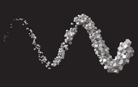 Wave stroke formed by random sized cubes. Stock Illustration
