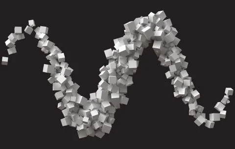 Wave stroke formed by random sized cubes. Stock Illustration