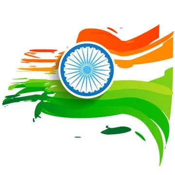 Wave style indian flag Stock Illustration