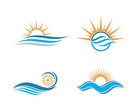 Wave sun logo icon vector illustration design Stock Illustration