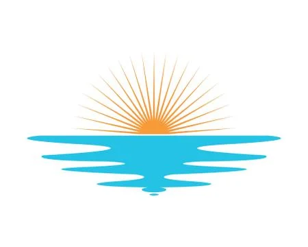 Wave sun logo icon vector illustration design Stock Illustration