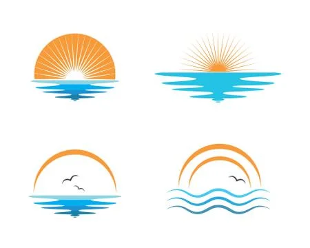 Wave sun logo icon vector illustration design Illustrazione stock