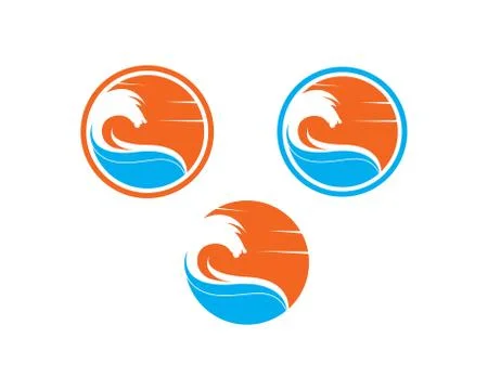Wave sun seagull vector illustration Stock Illustration