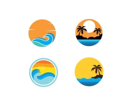 Wave sun seagull vector illustration Stock Illustration