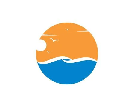 Wave sun seagull vector illustration wave sun seagull vector illustration ... Stock Photos