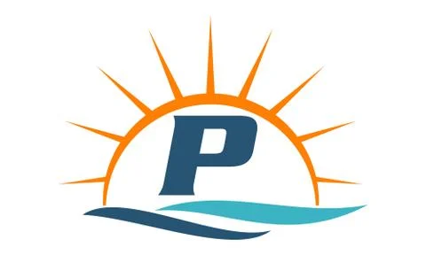 Wave Sunset Initial P Stock-Illustration