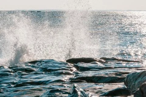 Wave sunshine rocks Foto stock