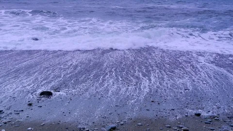 Wave Surf Foam on Beach, Sea Sand and Rocks Texture, Seamless Looping Stock Footage 72134989